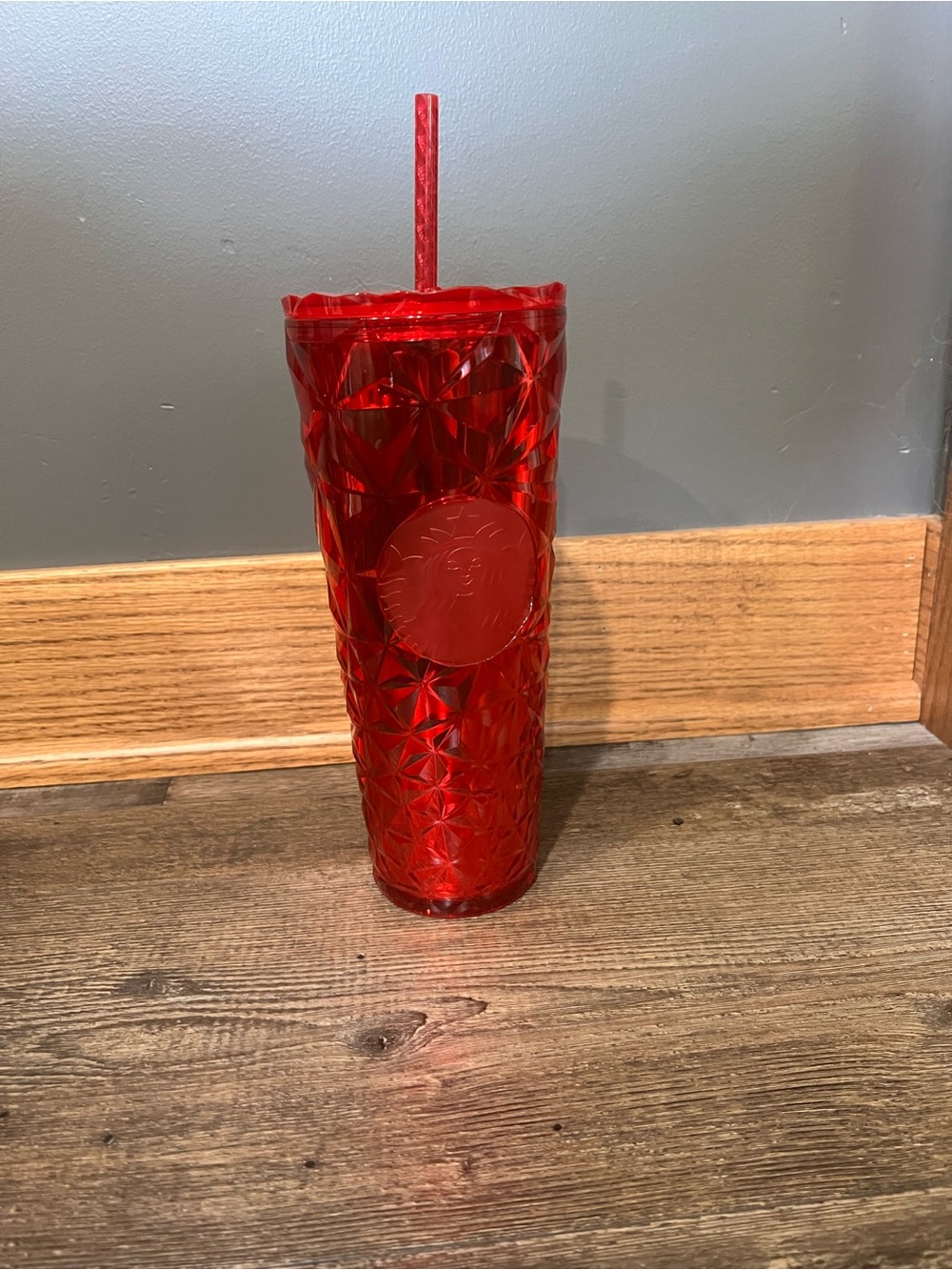 Starbucks Red Faceted Reusable Tumbler with Straw